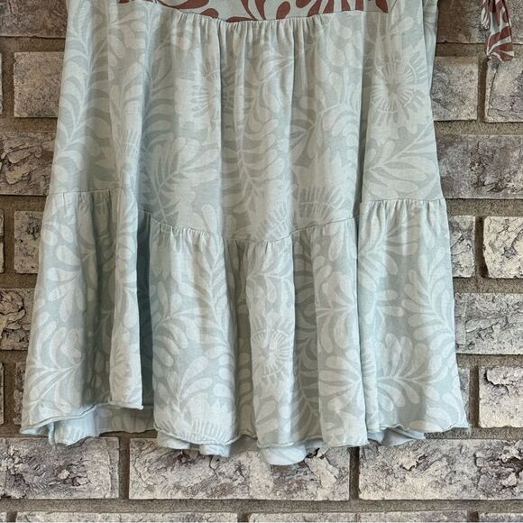 LanguageāLos Angeles Top Small ā Blue & Brown Floral Print Tiered Scoop Neck - Picture 3 of 8